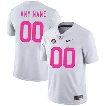 Men%27s Alabama Crimson Tide White Customized 2017 Breast Cancer Awareness College Football Jersey